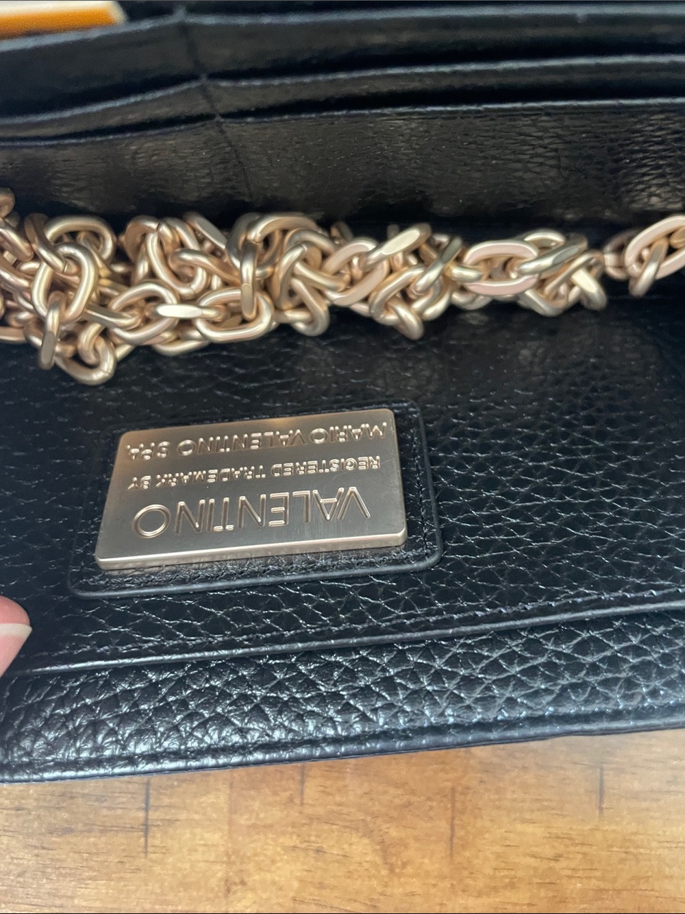 Valentino Black Pebbled Wallet with Studded Logo - Picture 5 of 7